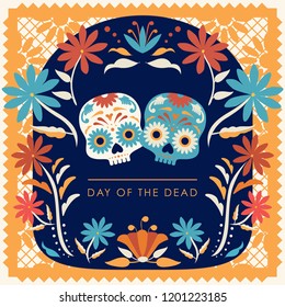 Día de Muertos (Day Of The Dead in Spanish) Marigold Wreath Composition - Copy Space