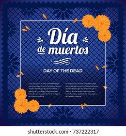 Día de Muertos (Day Of The Dead in Spanish) Blue Composition - Copy Space