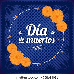 Día de Muertos (Day Of The Dead in Spanish) - Blue Cut Out Paper Composition