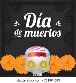 Día de Muertos (Day Of The Dead in Spanish) Skull Altar Composition - Copy Space