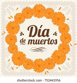 Día de Muertos (Day Of The Dead in Spanish) Floral Wreath - Vintage Composition