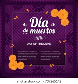Día De Muertos (Day Of The Death In Spanish) Purple Background - Copy Space
