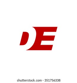 DE negative space letter logo red