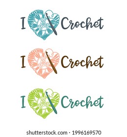 Corazón de punto, logo for yarn shop, knitting blog, etc. Crochet creatyvity. Vector.