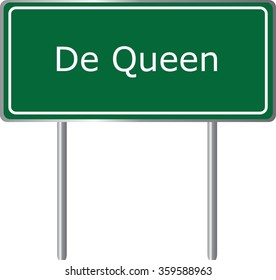 De Queen , Arkansas , road sign green vector illustration, road table, USA city