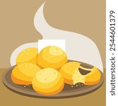 Pão de queijo, brazilian typical cheese bread, vector drawing