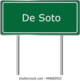 De Soto , Georgia , road sign green vector illustration, road table, USA city