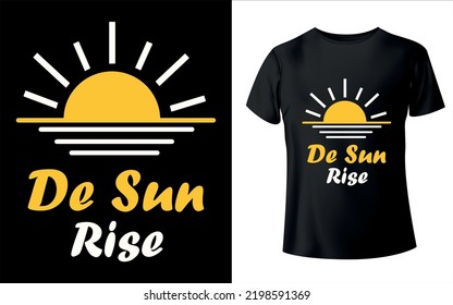 De Sun Rise t-shirt design with editable vector