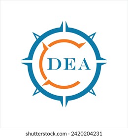 Diseño de cartas DEA. Diseño del logotipo de la tecnología de letras DEA sobre fondo blanco. Diseño del logotipo DEA Monogram para emprendedores y empresas