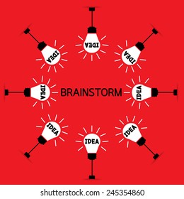 dea in a light bulb for brainstorm teamwork : red background vector : Business concept