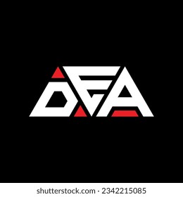 DEA triangle letter logo design with triangle shape. DEA triangle logo design monogram. DEA triangle vector logo template with red color. DEA triangular logo Simple, Elegant, and Luxurious design.