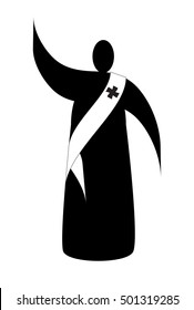 Deacon - abstract simple silhouette illustration of a cleric deacon with a stole. Vector illustration.