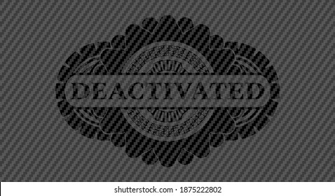 Deactivated text inside carbon fiber dark emblem. Polymer texture exquisite background. Illustration. 