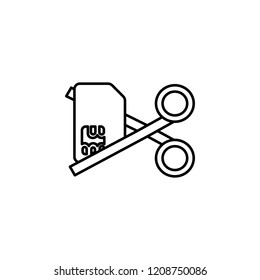 Deactivation sim card scissors icon. Element of telecommunication icon for mobile concept and web apps. Thin line Deactivation sim card scissors icon can be used for web and mobile