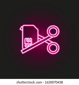 Deactivation sim card scissors neon style icon. Simple thin line, outline vector of telecommunication icons for ui and ux, website or mobile application