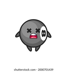 el personaje de la mascota de billar de bola 8 muertos, diseño de estilo lindo para camiseta, pegatina, elemento logo