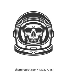 Dead astronaut. Skull in spacesuit