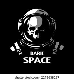 A dead astronaut in space helmet dark background 