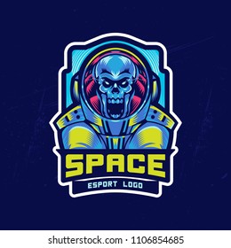 Dead astronaut in spacesuit. Esport Logo element