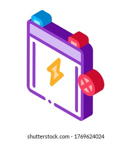 Dead Battery Icon Vector. Isometric Dead Battery sign. color isolated symbol illustration