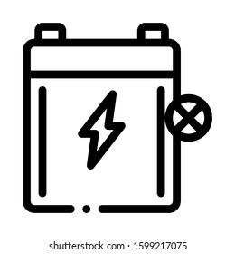Dead Battery Icon Vector. Outline Dead Battery Sign. Isolated Contour Symbol Illustration