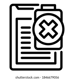 Dead battery tablet icon. Outline dead battery tablet vector icon for web design isolated on white background