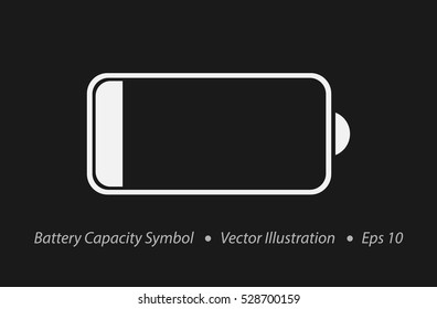 Dead Battery. White Battery Capacity Sign Isolated On Black Background. Vector Illustration