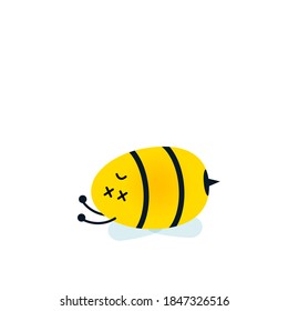 Dead Bee Cartoon Character Icon. Clipart Image Isolated On White Background.