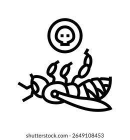 dead bees line icon vector. dead bees sign. isolated contour symbol black illustration