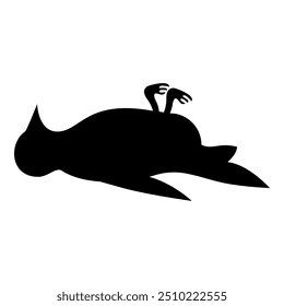 Dead bird danger concept icon black color vector illustration image flat style