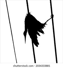 Dead Bird on the Electrical Wire Silhouette Illustration Based on My Photography. Vector Illustration