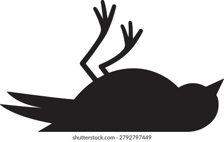 Dead Bird Silhouette Vector Minimalist Avian Life Cycle Icon