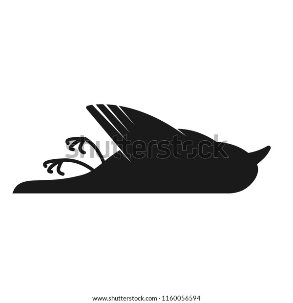 Dead black bird silhouette icon. Clipart image\
isolated on white\
background