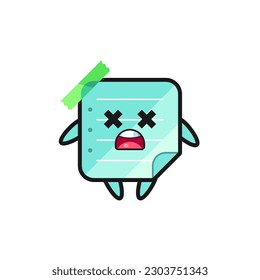 las notas pegajosas azules muertas personaje de mascota , diseño de estilo lindo para camiseta, pegatina, elemento logo