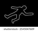 Dead body dummy outline vector illustration , Chalk outlined murder victim. Dead body silhouette. Criminology Police Crime Investigation Scene, Crime scene isolated. police marking dead body outlined.
