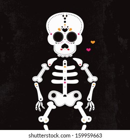 Cuerpo muerto - ¿Danto mexicano?Âa de los Muertos cráneo de halloween y diseño de ilustración del esqueleto en vector