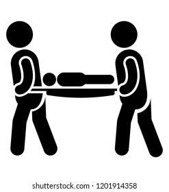 Dead body on stretcher icon vector