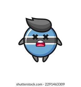 el personaje de la mascota de la bandera botswana muerta, diseño de estilo lindo para camiseta, pegatina, elemento logo
