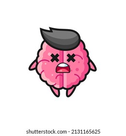 el personaje de la mascota del cerebro muerto, diseño de estilo bonito para camiseta, pegatina, elemento logo