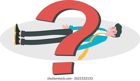 Dead Businessman under question mark, illustration vector cartoon

