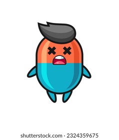 el personaje de la mascota de la cápsula muerta , diseño de estilo bonito para camiseta, pegatina, elemento logo