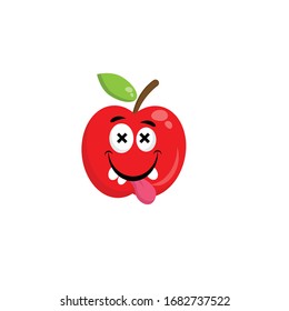dead cartoon apple character.vector illustration.