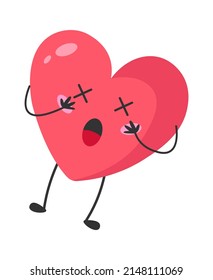 Dead Cartoon Heart. Vector illustration