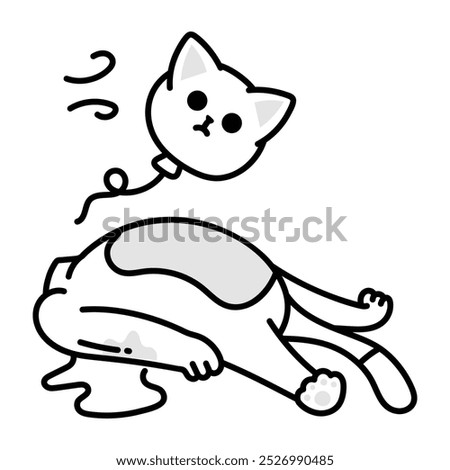 Dead cat icon in drawing style

