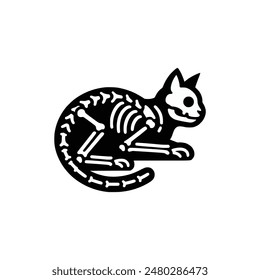 dead cat skeleton logo vector illustration template design