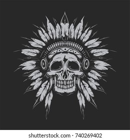 Dead chief skull for creating your own badges, logos, labels, posters etc. Isolated on white