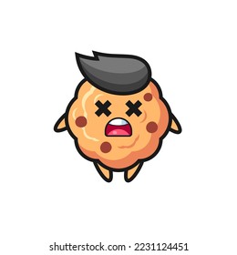 the dead chocolate chip cookie mascot character , cute style design for t shirt, sticker, logo element