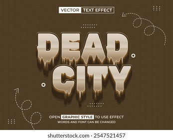 dead city editable text, font effect, 3d text for title