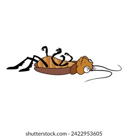 Dead cockroach insect icon cartoon vector. Home bug. Pest funny control