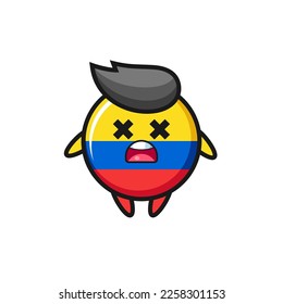 the dead colombia flag badge mascot character , cute style design for t shirt, sticker, logo element